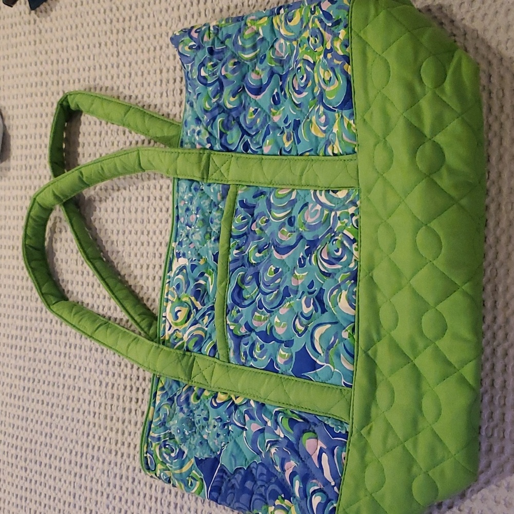 Green and Blue Quilted Tote Bag - Women's Beach & Everyday Carry